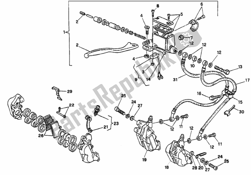 Todas las partes para Sistema De Freno Delantero De Doble Disco de Ducati Supersport 750 SS 1992